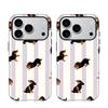 Чехол-книжка 2-в-1 с полосатым рисунком таксы, подходит для iPhone 17 16 15 14 13 12 11 Pro/Max/Plus, противоударный и защищающий от падений