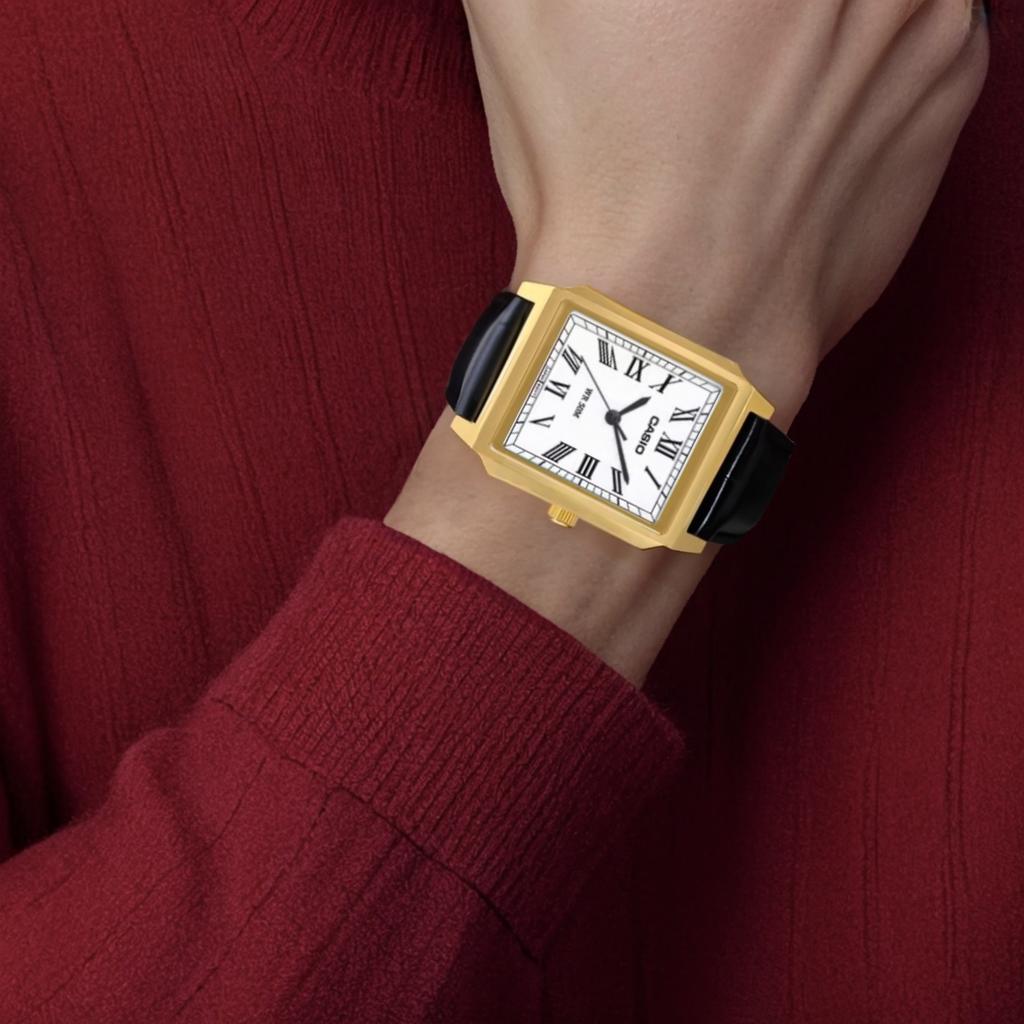 Casio G SHOC 50м Водонепроницаемые Кварцевый Механизм Ремешок из Натуральной Кожи Часы Унисекс Белый Циферблат MTP-B190GL-7BV