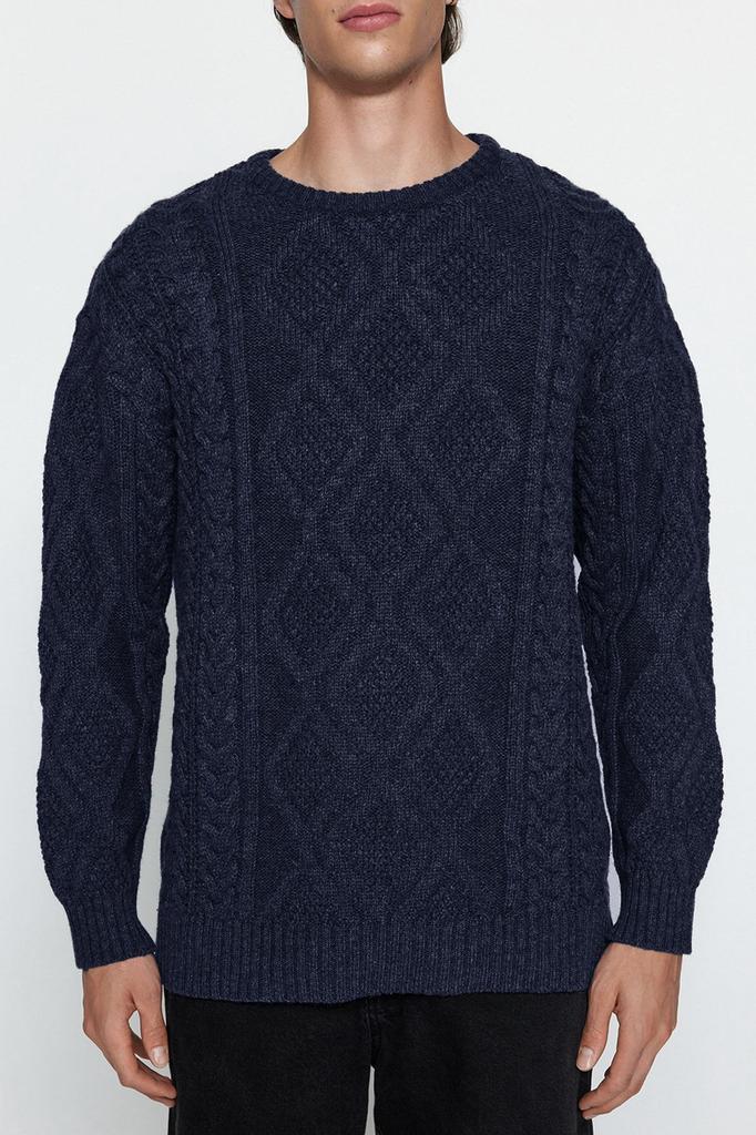 Мужской модный стильный свитер унисекс с камнями большого размера, широкий крой с круглым вырезом, плетеный трикотаж с волосами