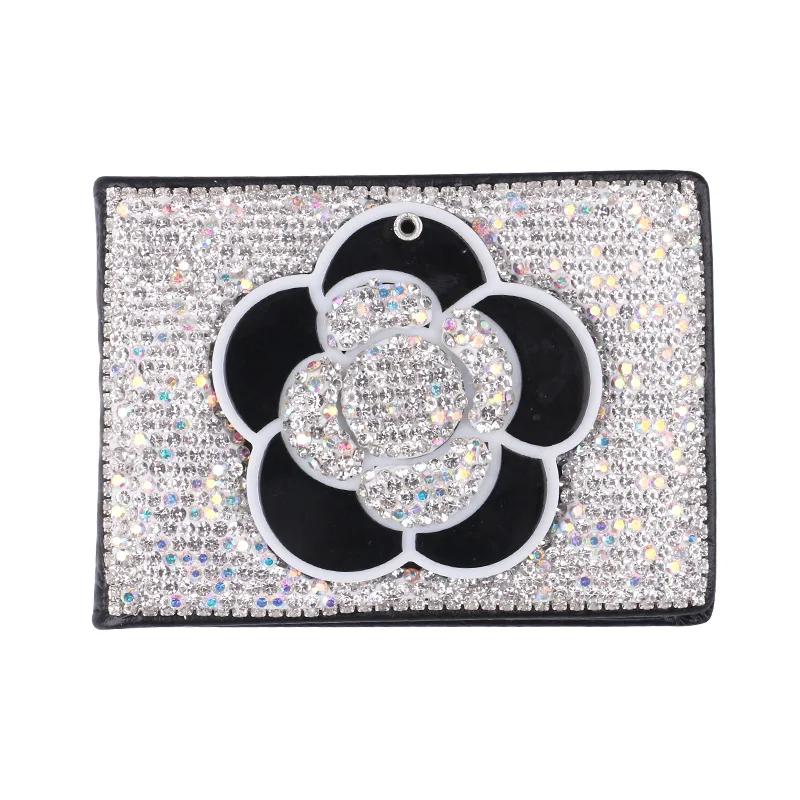 Роскошный хрустальный чехол для ключей от машины Camellia, блестящий держатель для ключей, сумка, чехол, блестящие автомобильные аксессуары для интерьера для женщин и девочек