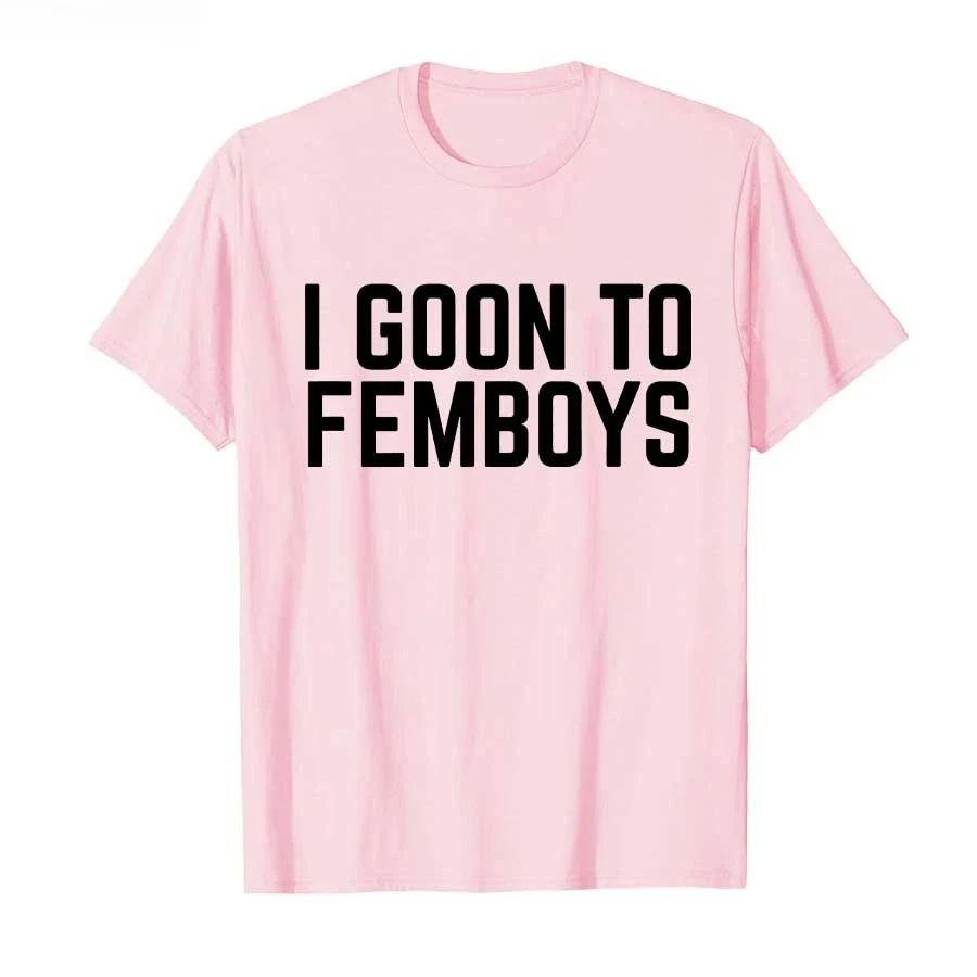 I Goon To Femboys Certified Gooner Meme Gooning Tshirt Oneck Print Short Sleeve Y2k Oversized Fashion Casual Loose Tee Unisex