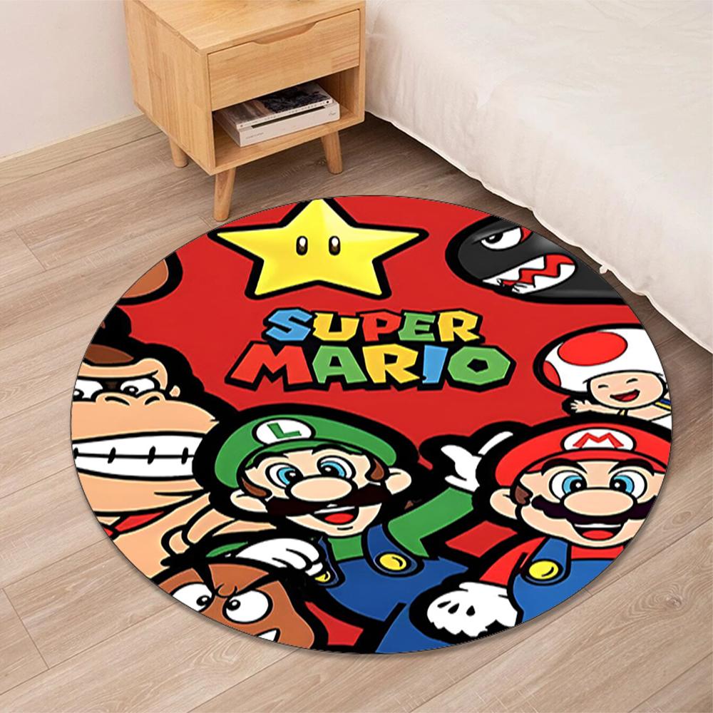Mario Printed Round Rug Carpet Chair Rug Area Rug Entryway Doormats,for Office Chair Living Room Bedroom Kitchen Room.