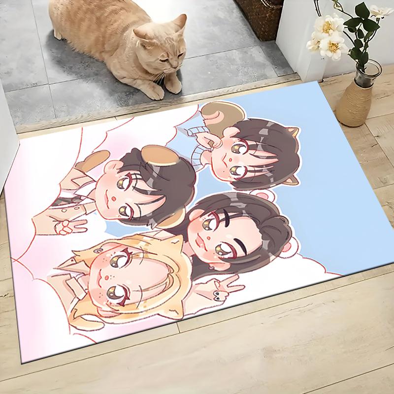 1Pc Kawaii Friends Together Carpet Rug Customizable Soft Washable Antislip Home Living Room Sofa Mats Personalized Rug 091741