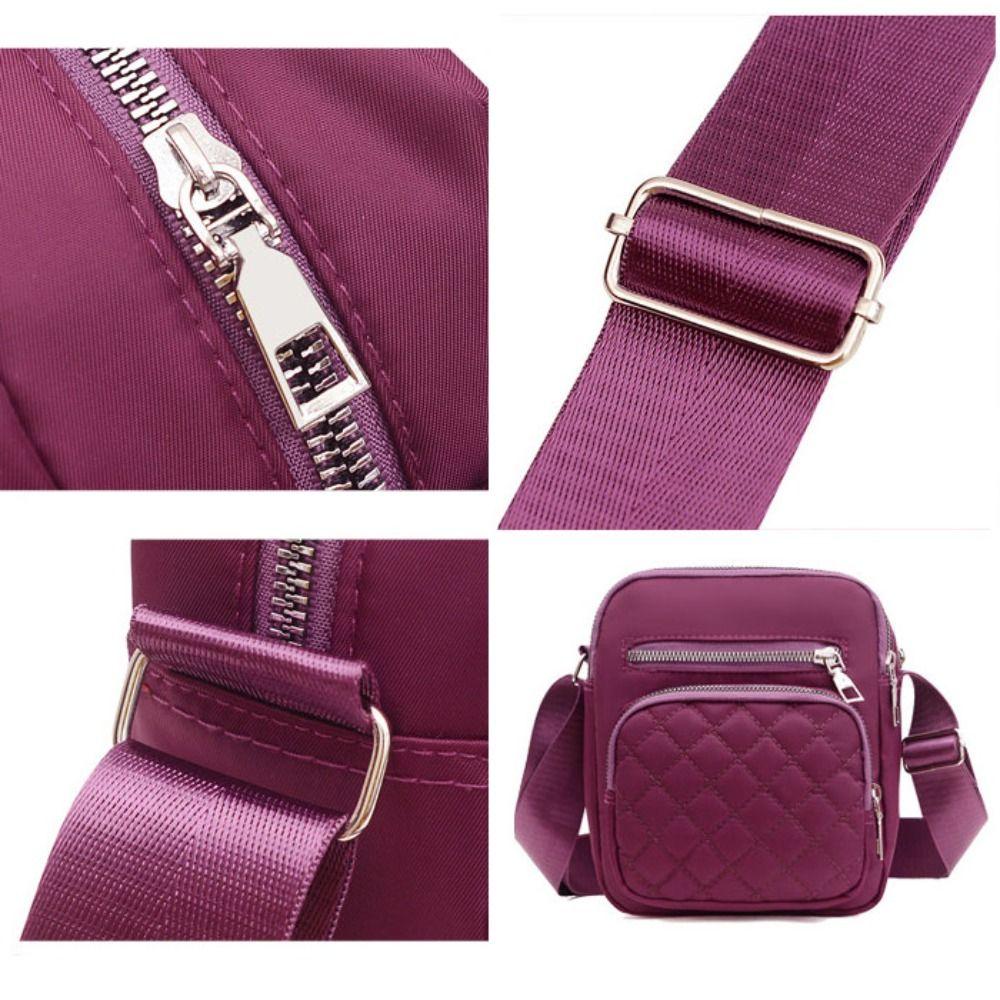 Elegant Nylon Crossbody Bag Multi-layer Large Capacity Mid-aged Shoulder Bag Grid Classic Casual Women Messenger Bag Lady