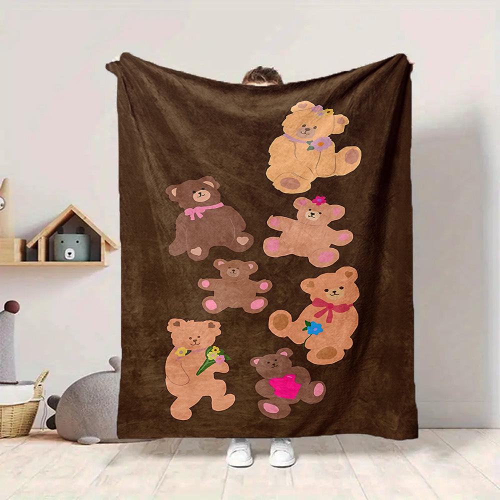 1pc Teddy Bear Blanket Warm, Cozy, and Soft, Suitable for Sofas, Beds, Cars, and Office Use.Perfect for Camping and Travel, Making It A Great Gift for