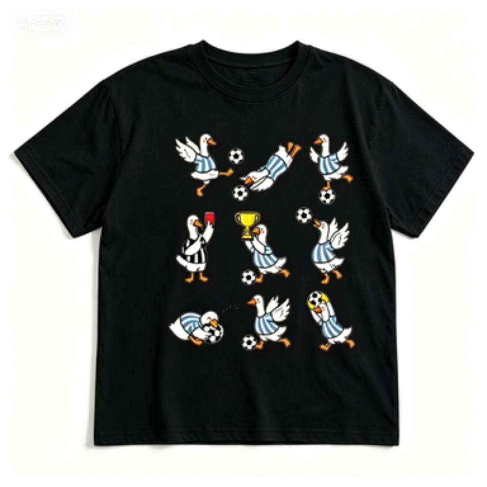 Cartoon Soccer Goose Trophy Referee Print Unisex T Shirt Soft Cotton Casual Fan Breathable Summer Short Sleeve Tops