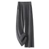 2024 Women’s Gray Woolen Wide-Leg Pants - Autumn/Winter Style