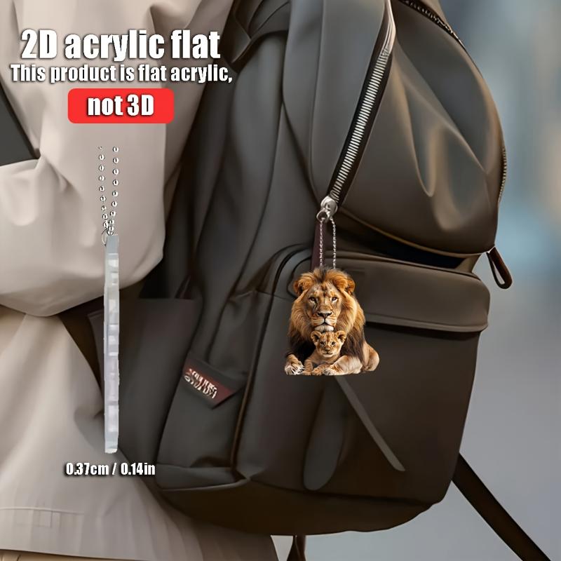 2D плоская акриловая подвеска с двойным львом - украшение для дома и автомобиля, аксессуары для рюкзака, брелок-шарм, идеальный подарок для любителей животных