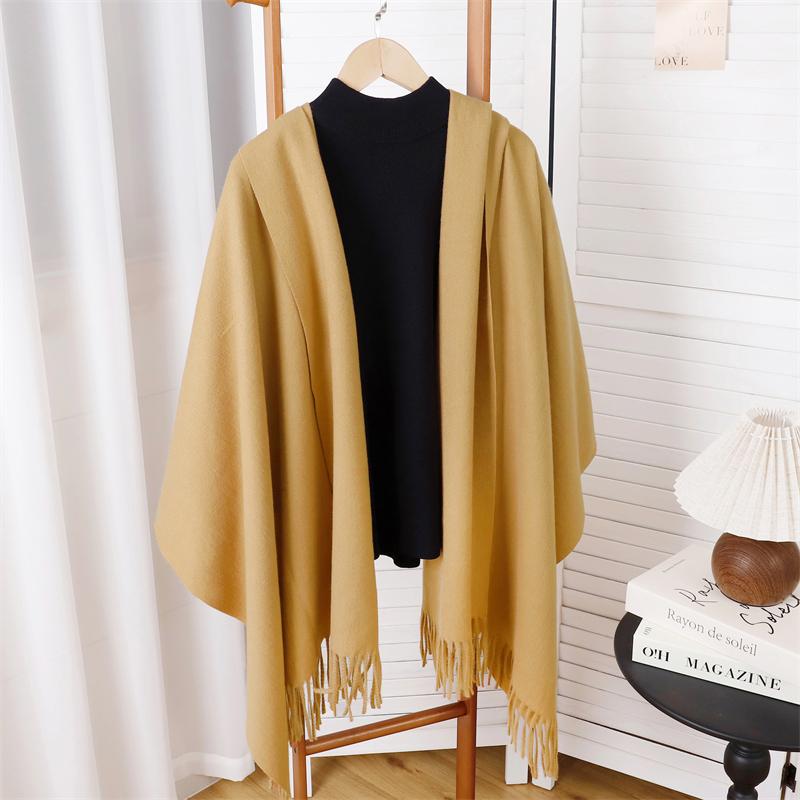 Winter Poncho Women Scarf Long Warm Cashmere Scarves Hijab Solid Lady Shawl Wrap Female Pashmina Bandana Head Scarfs NEW