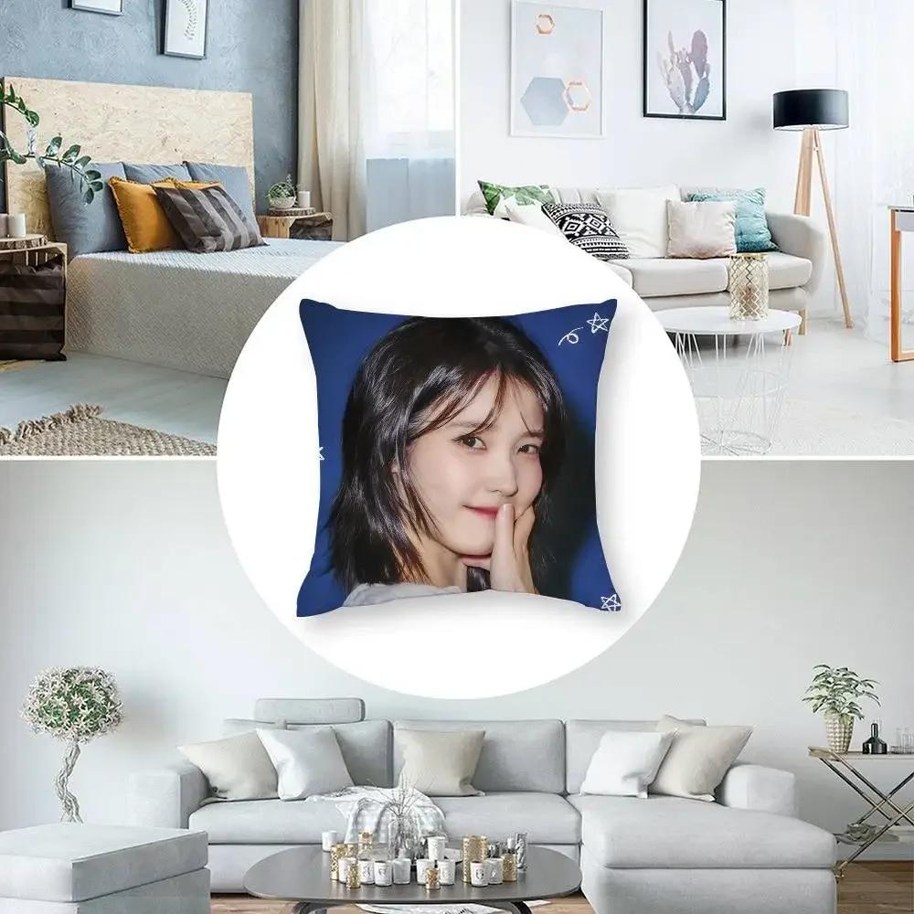Kpop I-IU Милая наволочка Короткий плюш Двусторонняя печать Квадратные наволочки для диванных подушек Домашний декор для подушек