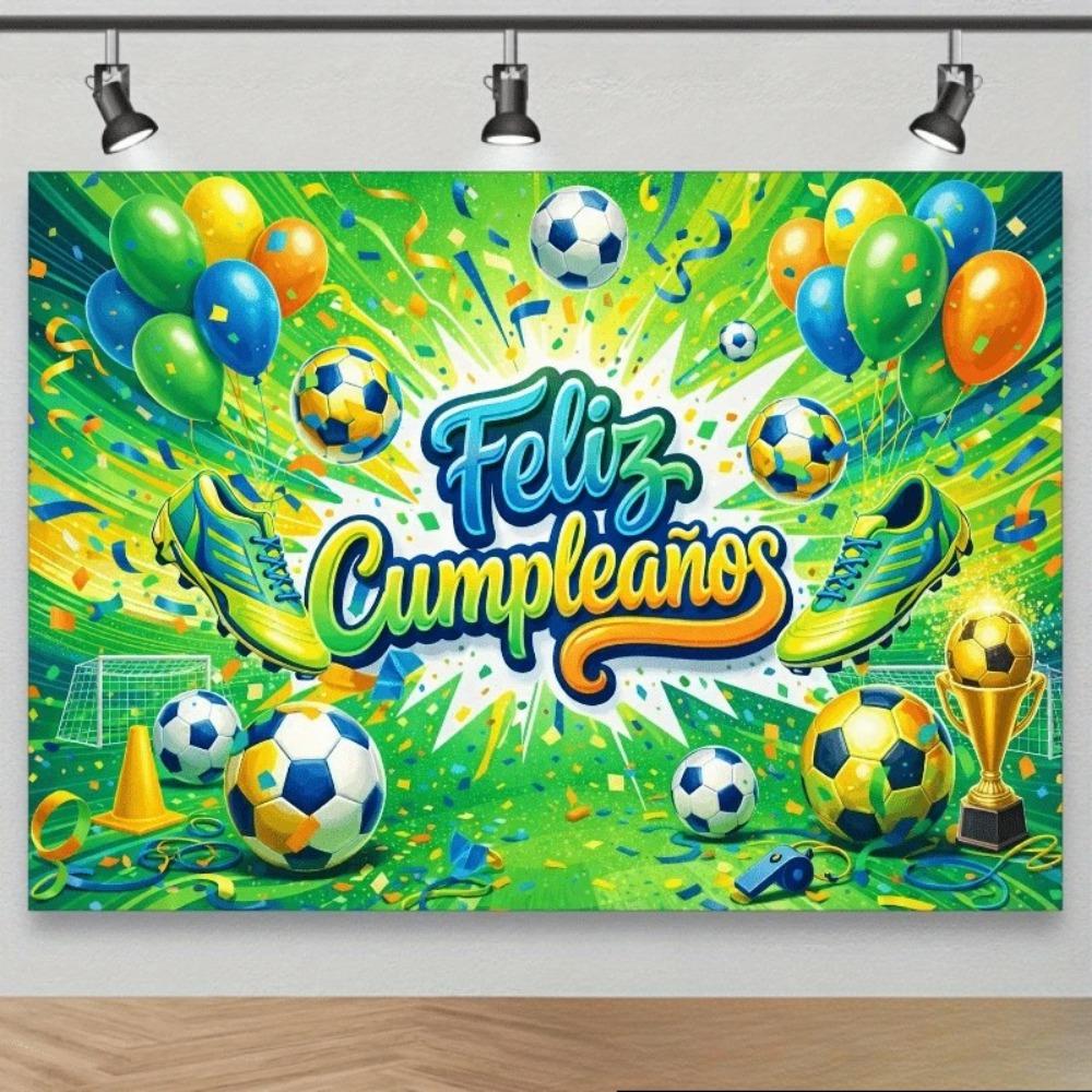 Football Sports Balloon Ribbon Themed Banner Decoration Background Children's Birthday Party Decoration Photography Background