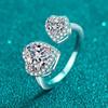 2.5cttw Heart Cut Genuine Moissanite Wedding Rings for Women Adjustable 925 Sterling Silver Girls Birthday Gift Wholesale