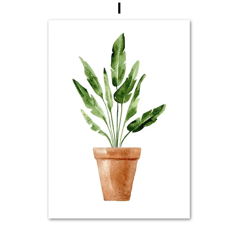 Green Plants Wall Art Canvas Painting Cactus Tiger Pilan Monstera Posters And Prints Wall Pictures For Living Room Decor