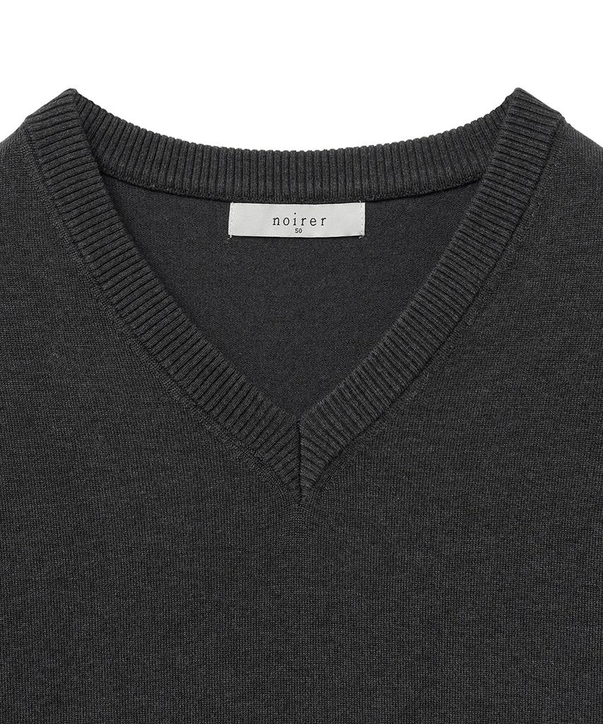 NOIRER Silky V-Neck Knit (Dark Gray)