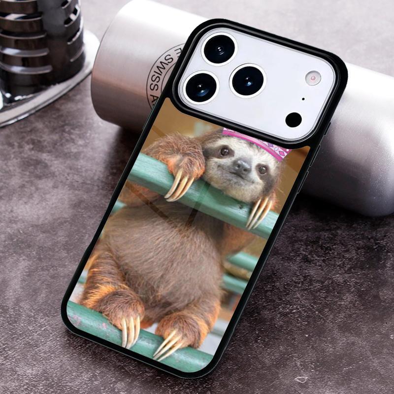 Kawaii Cute Sloth Hang Phone Case for iPhone 17 16 15 Pro Max Air 14 13 12 11 Plus Shockproof Cover