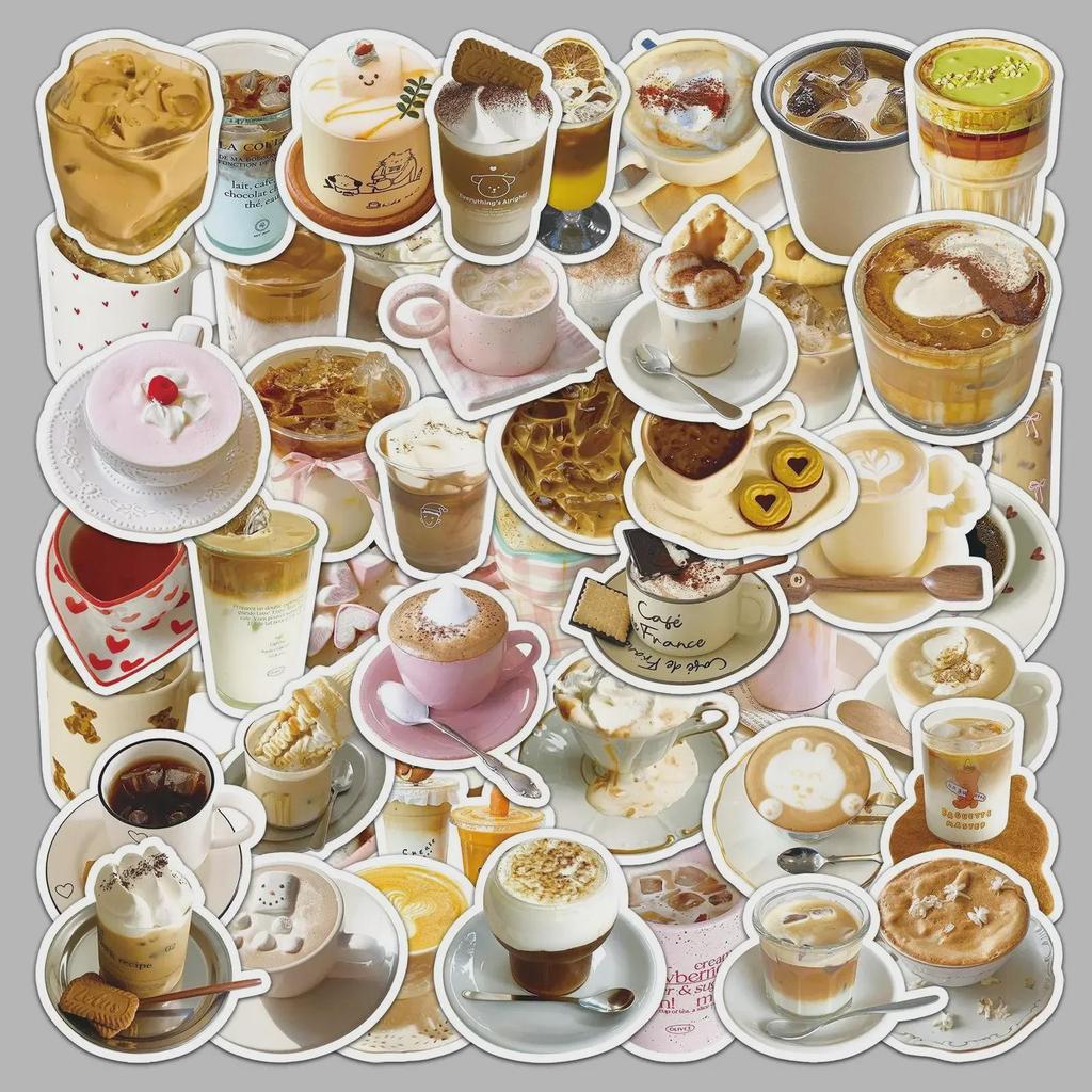 50 наклеек на кофейную тематику: Коричневые, изысканные, водонепроницаемые, самодельные декоративные этикетки