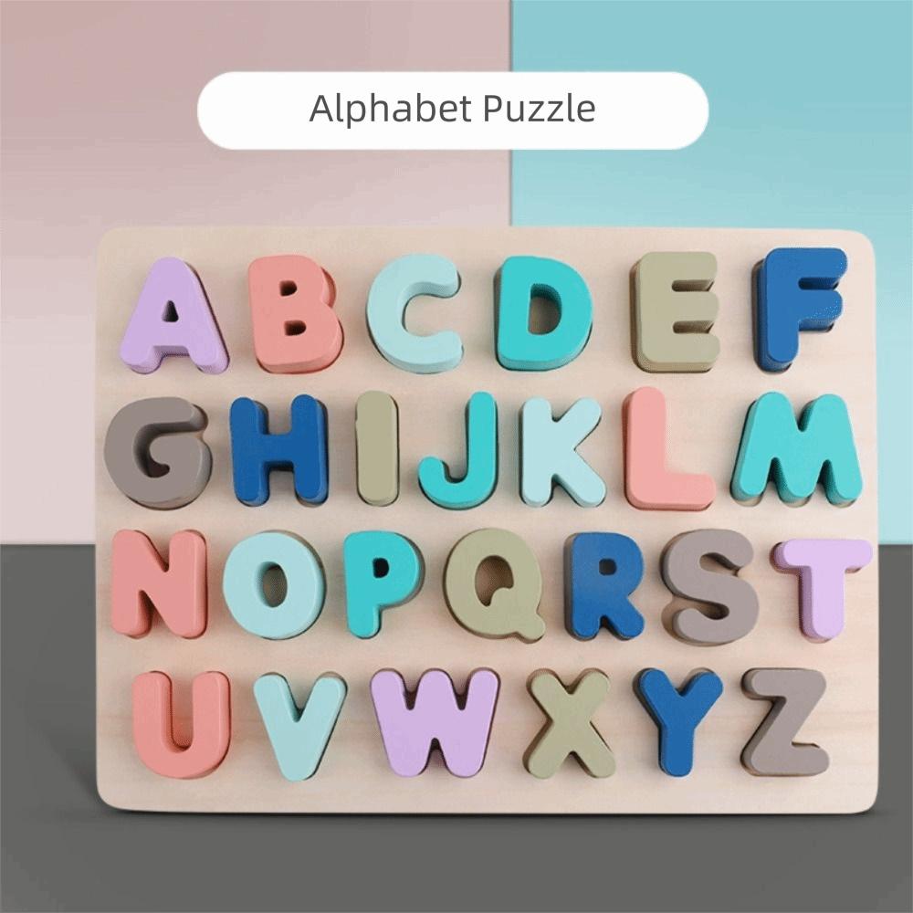 Matching Games Alphabet Number Puzzle Mathematics Kids Puzzle Toys 3D Wooden Board Birthday Gift