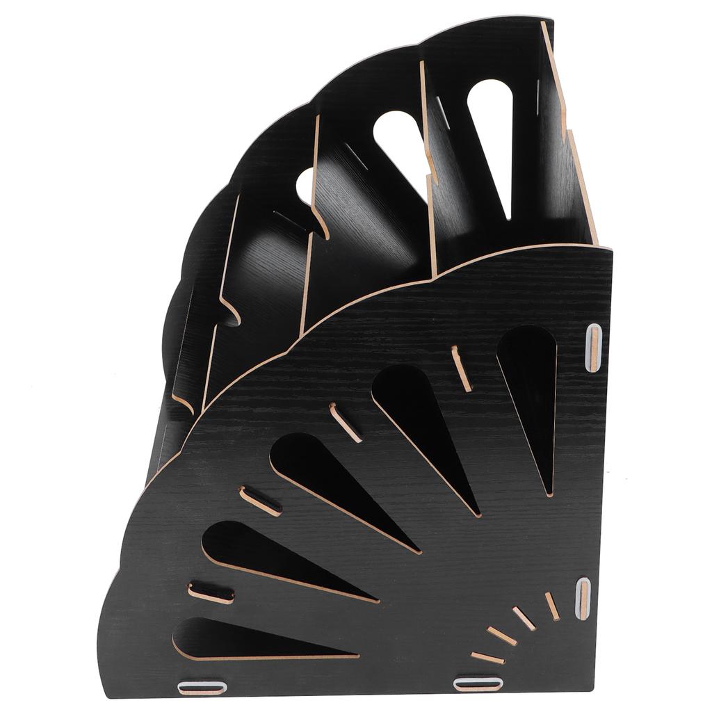 Wooden MultiSlot Storage Rack Office Supplies Desktop File Organizer for Home Office(Black )