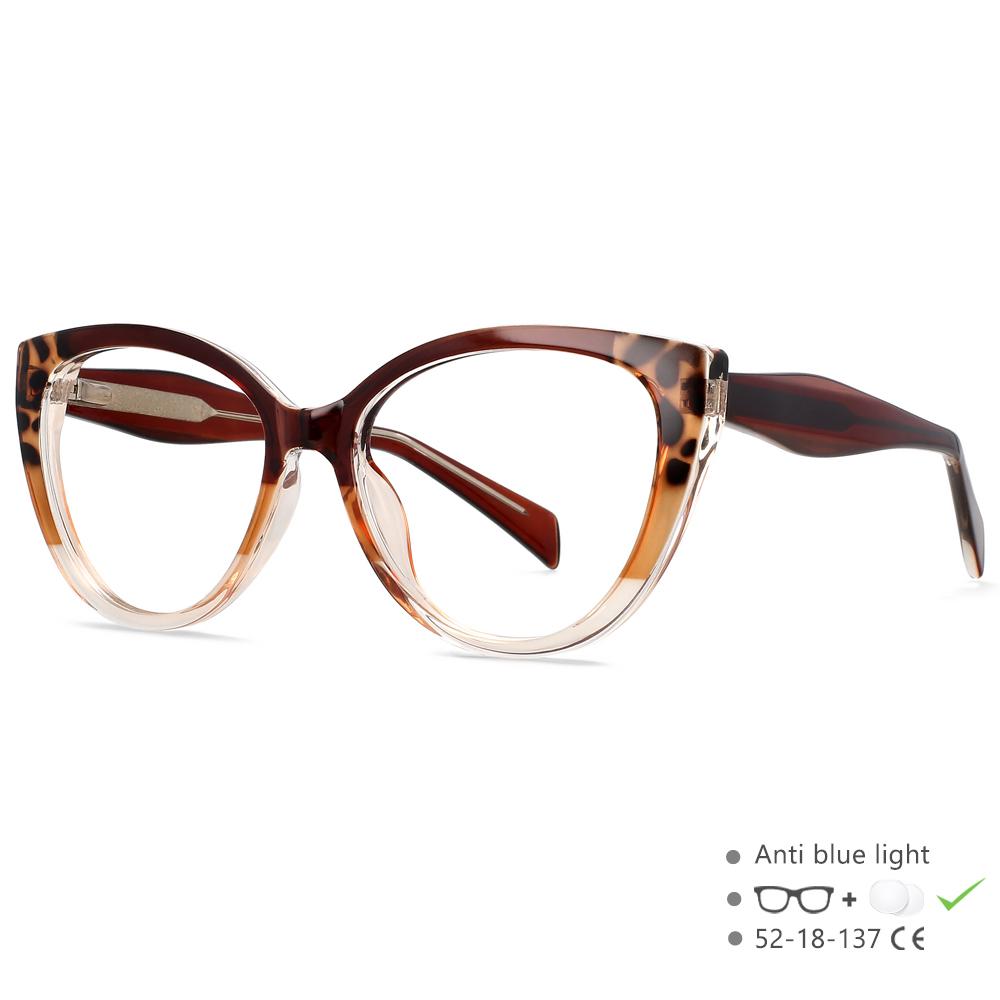 54472 Fashion Tr90 Anti Blue Light Blocking Cat Eye Glasses Frame Women Luxury Designer Retro Eyeglasses for Ladies
