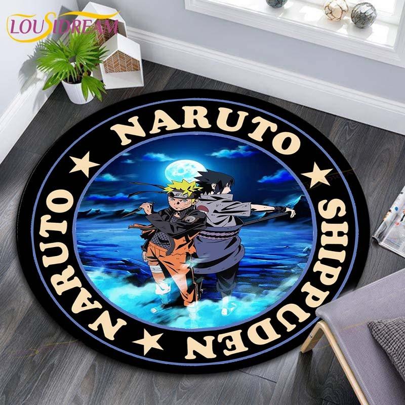 Круглые коврики с рисунком Наруто, геометрические противоскользящие напольные коврики для гостиной, декор для комнаты, домашние коврики, коврик для игр в стиле Наруто, детский коврик