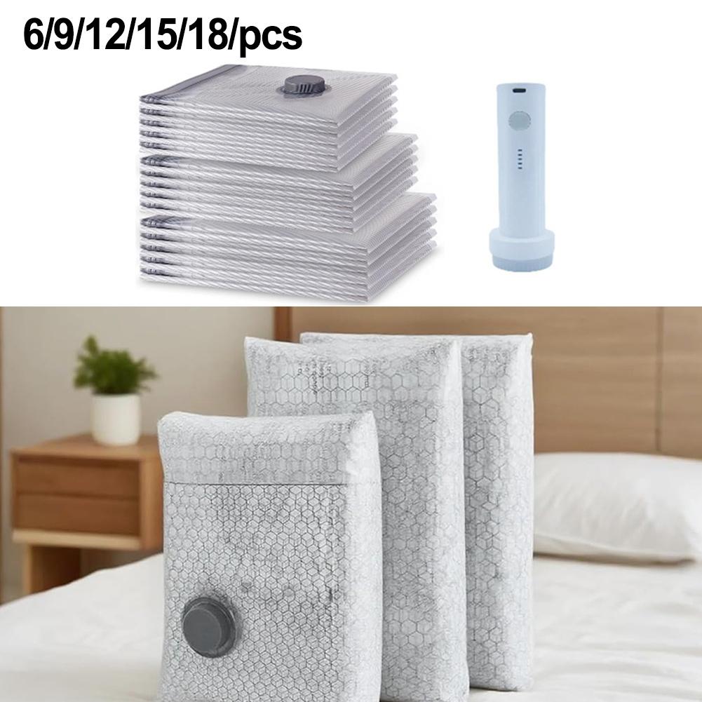 2/3/4/5 наборов Беспроводные дорожные вакуумные пакеты Беспроводные дорожные вакуумные пакеты и перезаряжаемый воздушный насос Экономия места тканевые Аксессуары для хранения