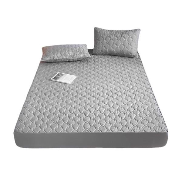 Waterproof Quilted Fitted Sheet Washable Bed Cover Queen Breathable Bedcloth Bedspread Bed Protector Pad (No Piollowcase)