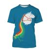 Summer Unicorn 3D Painted Art T-shirts Fashionable Casual Harajuku Fun Animal Streetwear Children's Boy and Girl Kids Unisex T-shirts