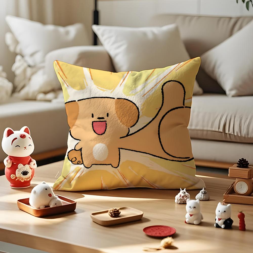 Cute Cat And Dog Cushion Cover Anti-dustmite Pillowcase Invisible Zipper Silky Short Plush Sofa Cushion Cover