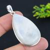 Natural Rainbow Moonstone Gemstone 925 Sterling Silver Pendant 2.32" O7O64
