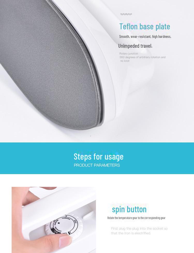 Портативный мини-электрический утюг для одежды - подходит для студенческого общежития и путешествий, маломощный, с контролем температуры