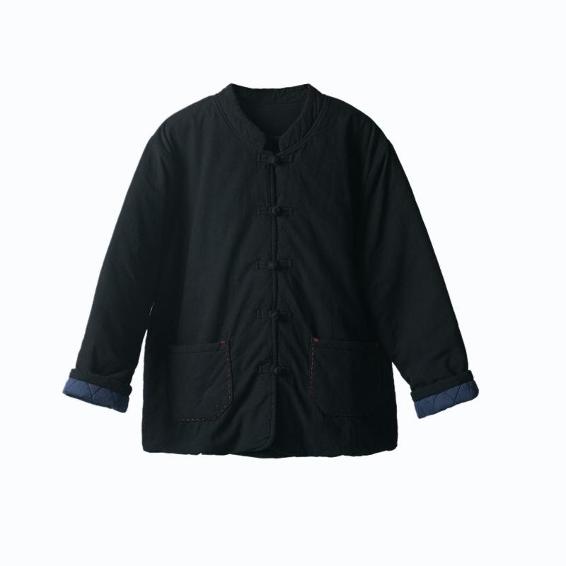 Зимний новый хлопок и лен ретро свободный воротник-стойка китайская застежка ручная работа теплый топ женская короткая хлопковая одежда