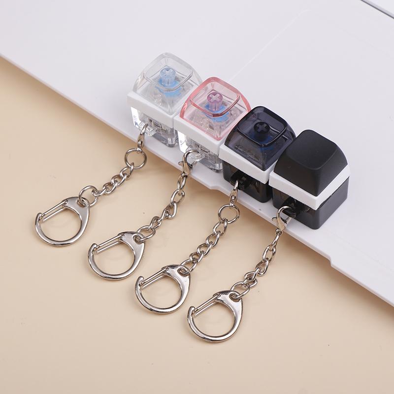 Mechanical Switch Keychain With Led Light Keyboard Key Chain Fidget Toy Keycap Stress Relief Novelty Toys Fidget Button Keyring