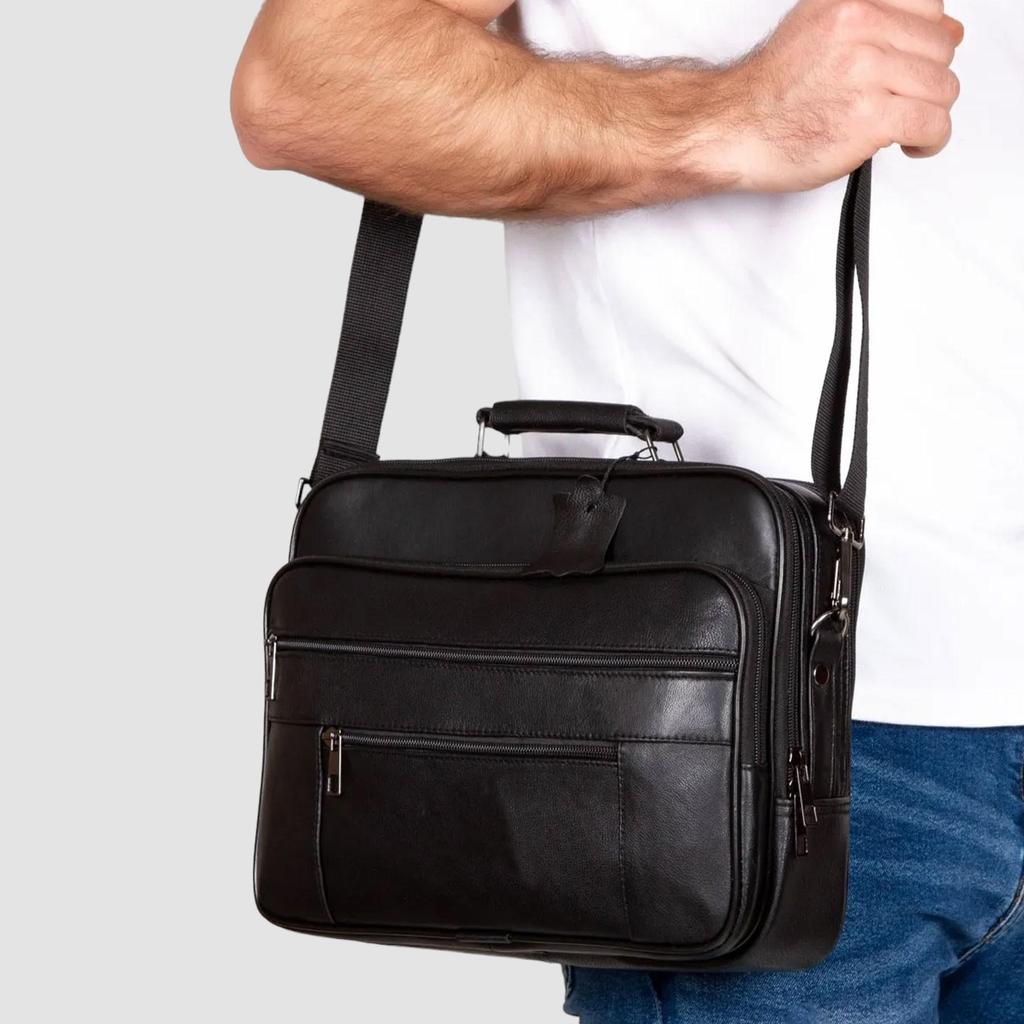 Lederax Крупногабаритная горизонтальная модель в стальном корпусе, мужская сумка из натуральной кожи на руку и на плечо, сумка с несколькими карманами LD504