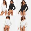 Polyester Fabric Deep V Neck Jumpsuit With Irregular Design For Fall Fashion Women