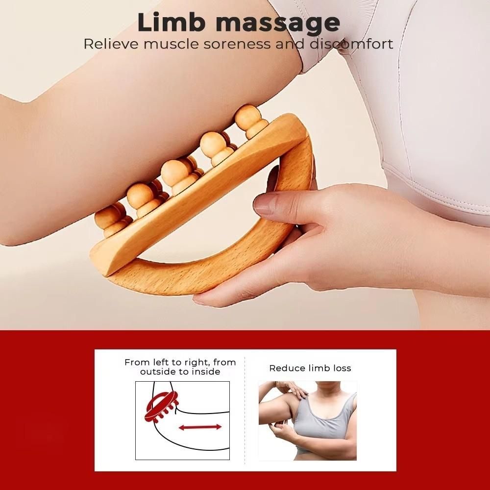 14 Beads Wood Massage Tools Handheld Design Anti Cellulite Solid Wood Acupressure Massager Body Scraping Tool Stress Relief
