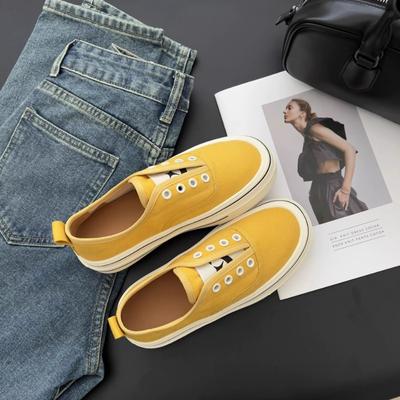 Женские парусиновые туфли на одной педали, новые, с круглым носком, на толстой подошве, универсальные, повседневные, спортивные, кеды, эластичные