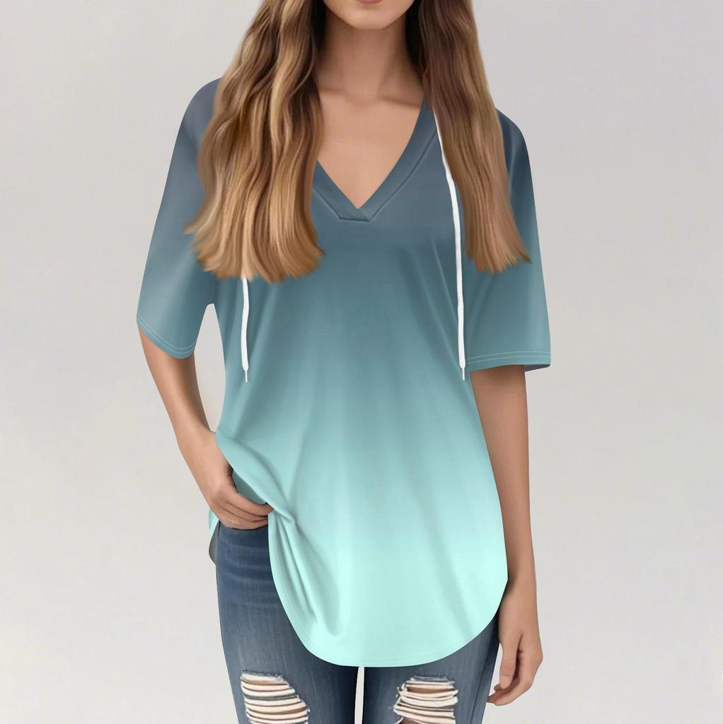 Женские летние футболки с V-образным вырезом, толстовки с коротким рукавом, туники, повседневные свободные туники, толстовки