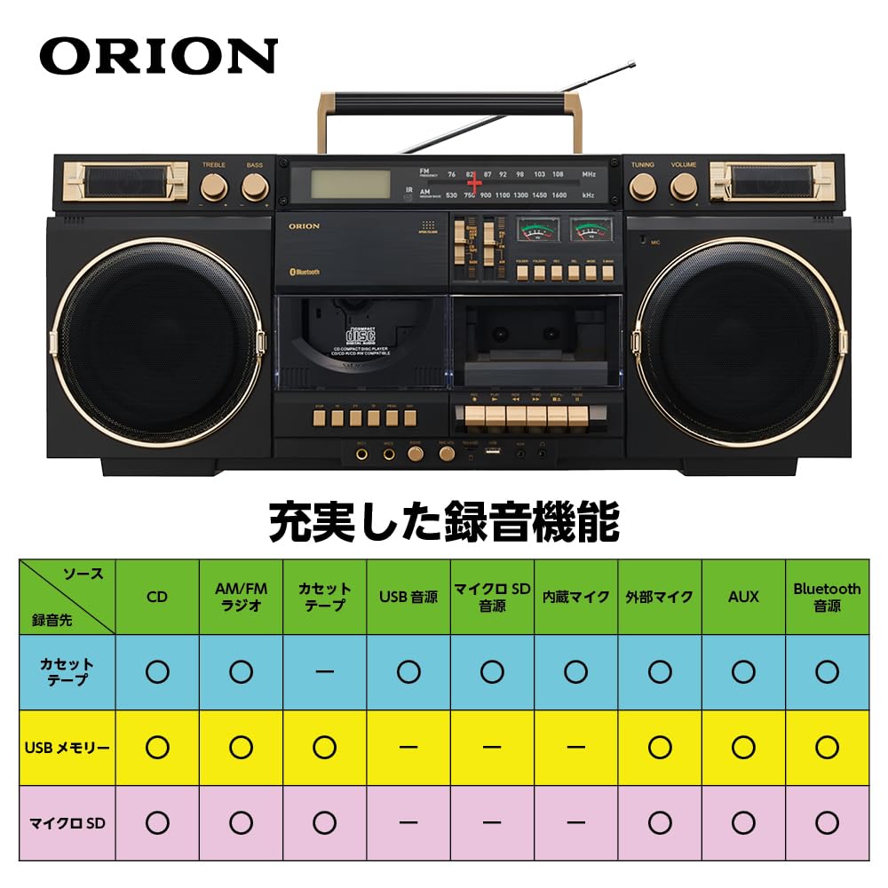 ORION CD стерео магнитола кассетная черная с функцией Bluetooth (Орион) SCR-B9A