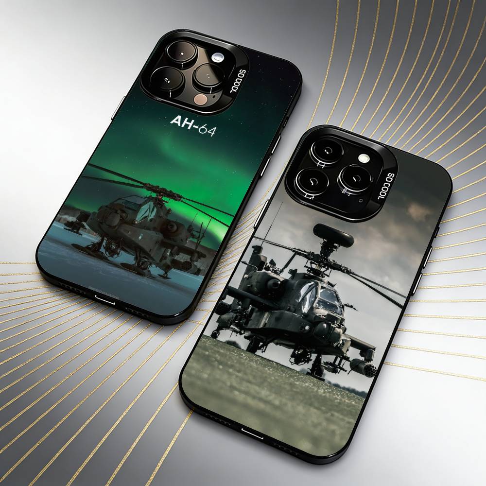 Чехол для телефона Apache AH-64 Helicopter Gunships для iPhone 16 17 15 14 12 13 Pro Max Черный цвет Ударопрочный чехол