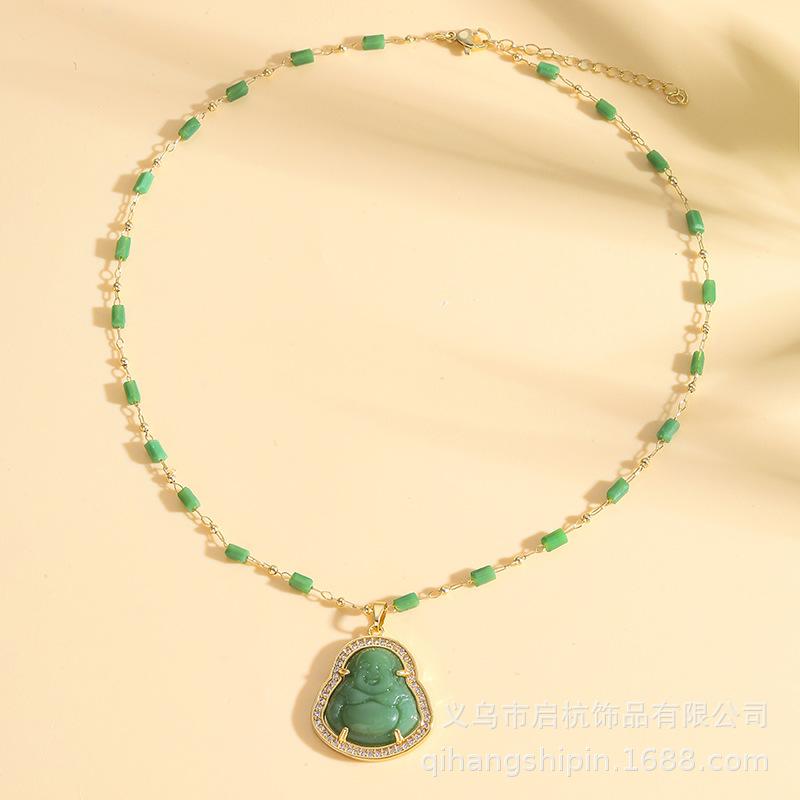 Ожерелье с Буддой Майтрейей, Ретро, Придворный, Этнический стиль, Национальный тренд, Мужские и женские аксессуары