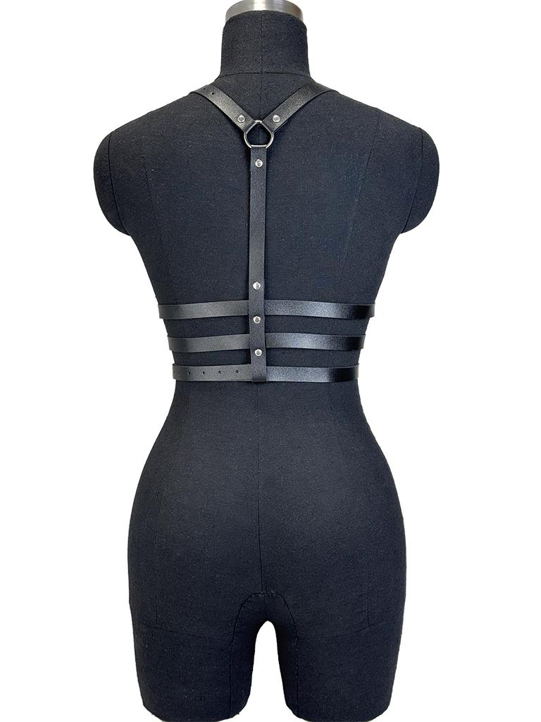 Goth Harness Pu Leather Harness Adjustable Studded Decor Harness Women Gothic Harness Lingerie Bondage Belt