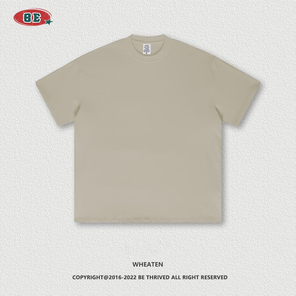 2024 футболка из чистого хлопка, тяжелый вес 425 г, однотонная с открытыми плечами, с короткими рукавами, свободная модная брендовая пара с короткими рукавами