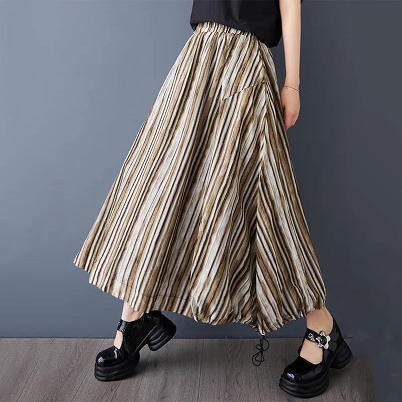 Xitao Юбка А-силуэта с эластичной резинкой на талии в полоску GYX1646