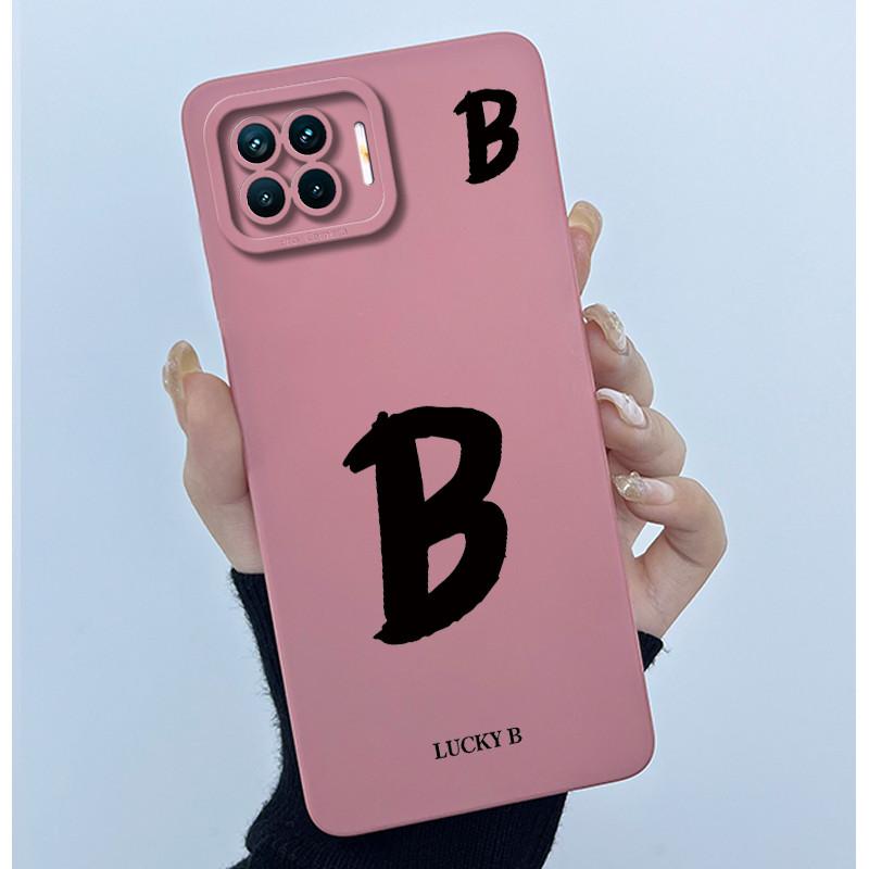 For OPPO F17 Oppo F17 Pro Case Oppo A73 A93 Reno 4F Back Cover TPU Silicon Lucky Initial Letter Couples Phone Bumper Soft Case