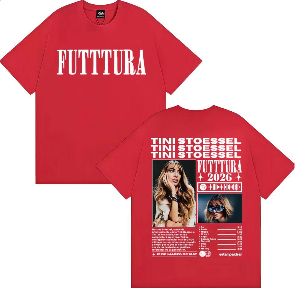 Singer Tini Stoessel Futtura 2026 Tour Merch T-shirts Men Women Harajuku Hip Hop Vintage T Shirt Casual Cotton Oversized T-shirt