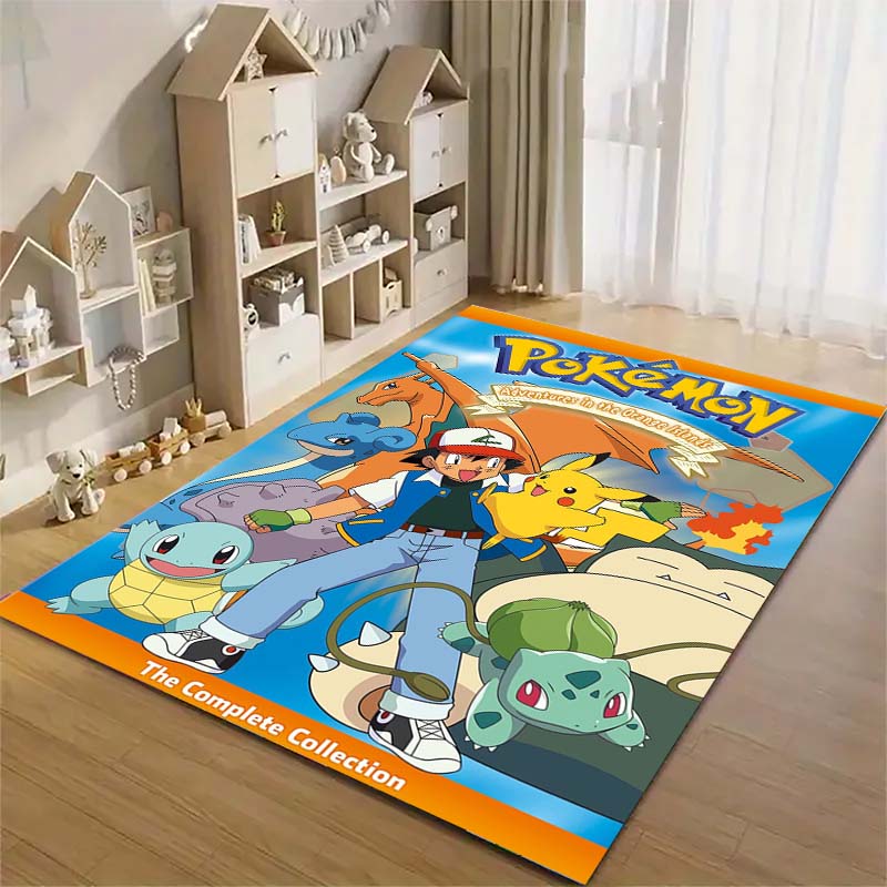 Pokémon-themed printed non-slip decorative rug, cute cartoon welcome mat, a great gift for friends and family.