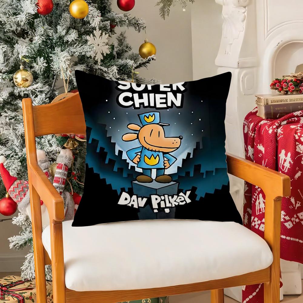 Comic Cartoon Dogmans Pillow Case Silky elegant Comfort Sofa Bed Invisible zipper