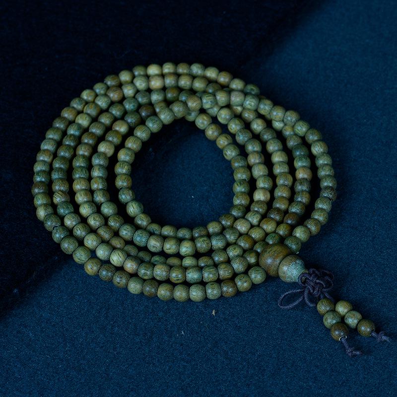 Браслет из 108 бусин из аргентинского зеленого сандала для мужчин и женщин - ручная работа, буддийская нить с прямым волокном.