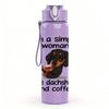 1PC Simple Woman Dachshund Coffee 750ml Color Plastic Sports Water Bottle Leakproof Flip Straw Lid Suitable for Sports Office Home Use