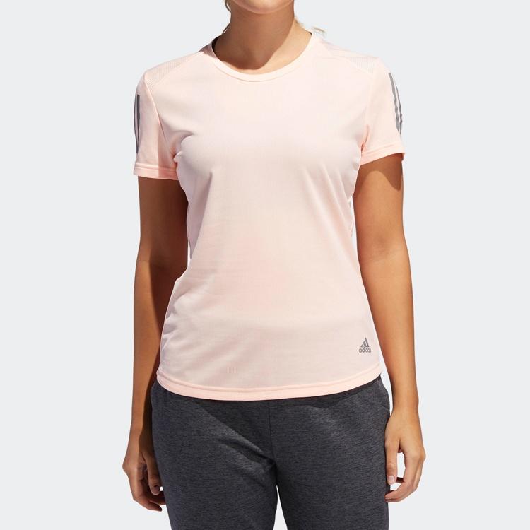 (WMNS) adidas Own The Run Sports Short Sleeve Tee 'White Pink' Women's DX1975